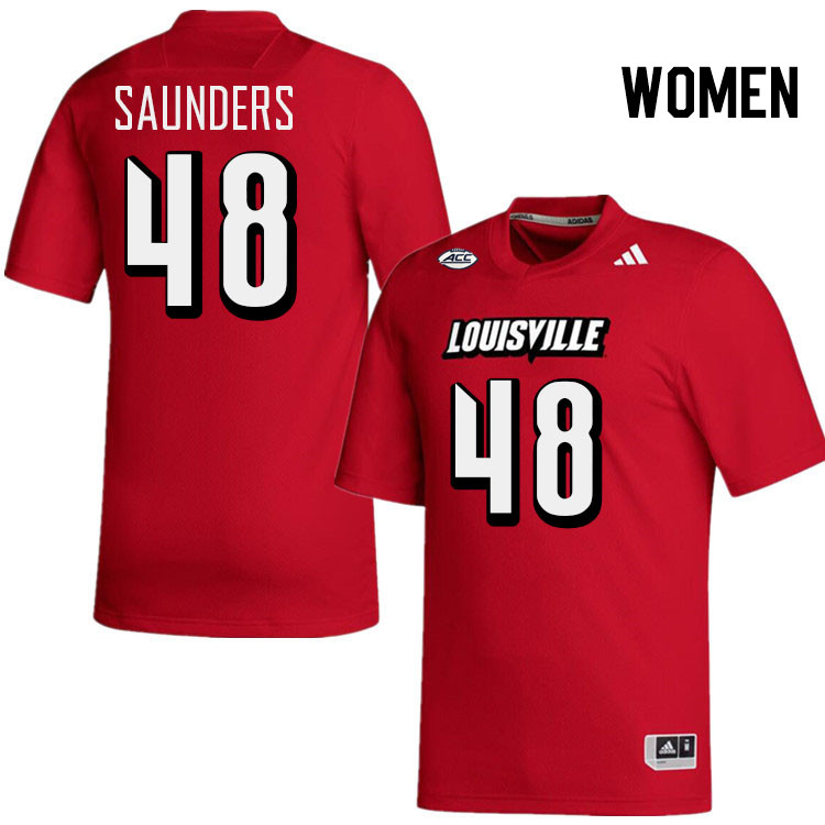 Women #48 Dakadrien Saunders Louisville Cardinals College Football Jerseys Stitched-Red